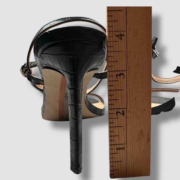 Sam Edelman Doran Strappy Heeled Sandals 9 Black Snake Print Stiletto - Picture 6 of 7